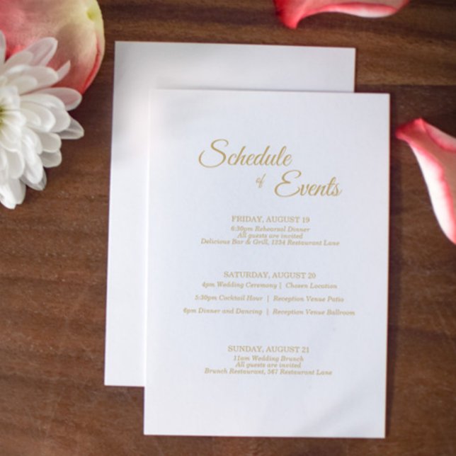 Programme de mariage à calligraphie dorée simple (Créateur téléchargé)