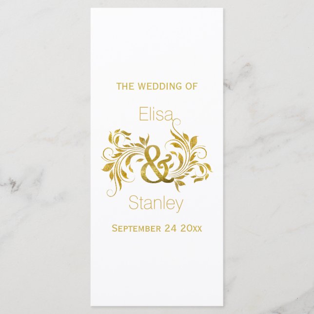 Programme de mariage à feuille d'or (Devant)