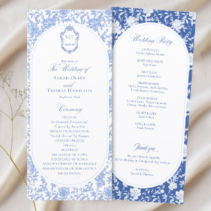 Programme de mariage à fleurs bleues et blanches e
