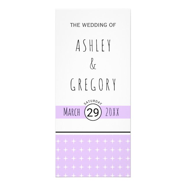 Programme de mariage à la typographie lavande dess (Devant)