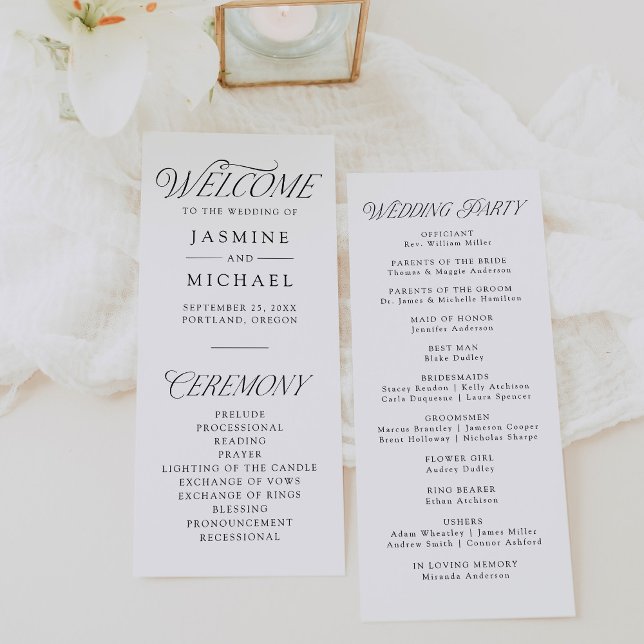 Programme de mariage à la typographie noire élégan (Créateur téléchargé)