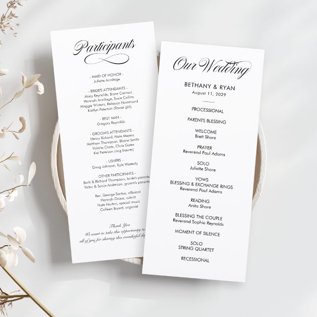 Programme de mariage à l'écriture élégante (Créateur téléchargé)