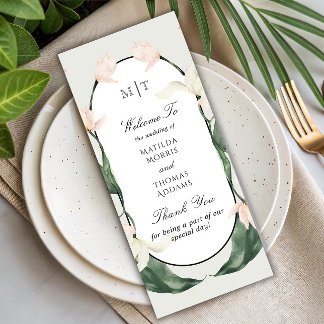 Programme de mariage à monogramme de tulipes botan (Créateur téléchargé)