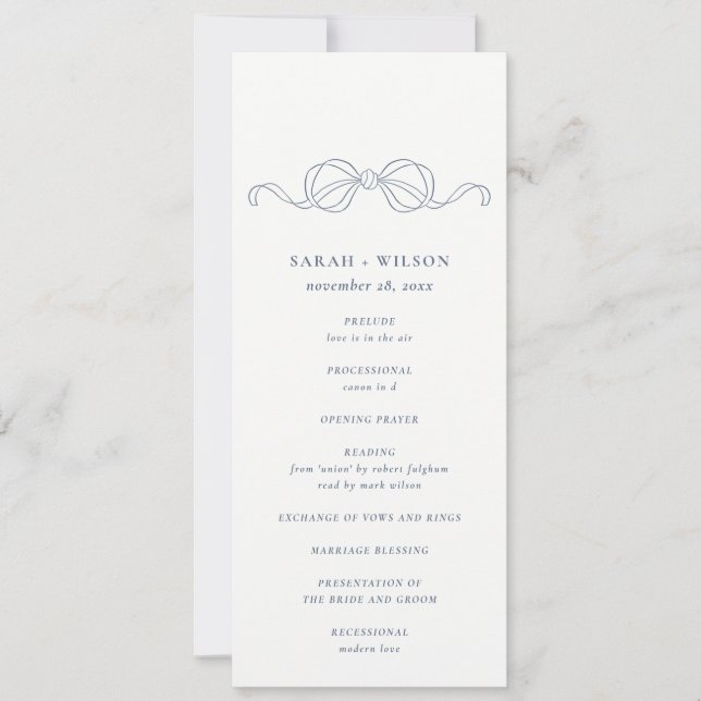 Programme de mariage à nœud papillon bleu foncé Co (Devant)