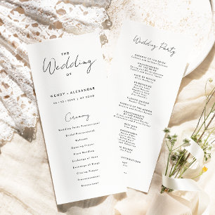 Programme de Mariage à plat de script moderne blan