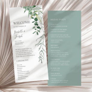 Programme de mariage à plat vert Sage de verdure