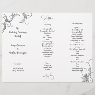 Programme de mariage à trois volets blanc et fleur