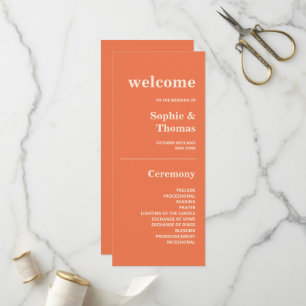 Programme de mariage à typographie moderne et auda