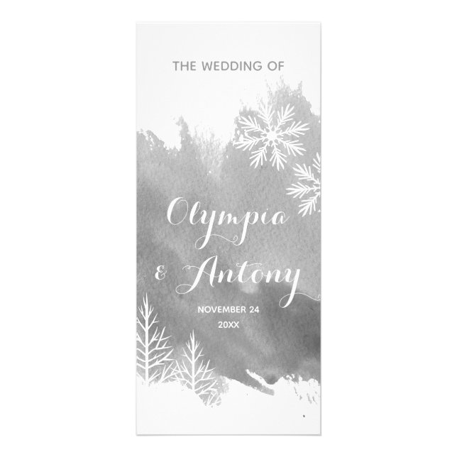 Programme de mariage abstrait moderne gris aquarel (Devant)