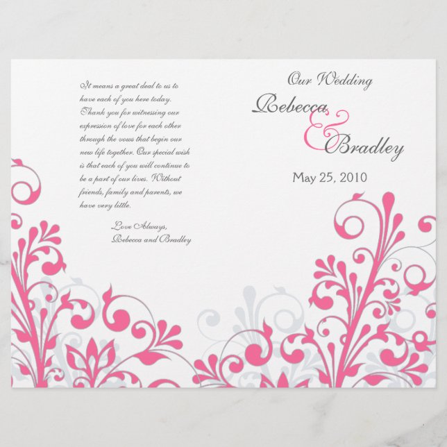 Programme de mariage Abstrait rose et blanc chaud (Devant)