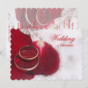 Programme de mariage Anneaux d'or Rose Pétales