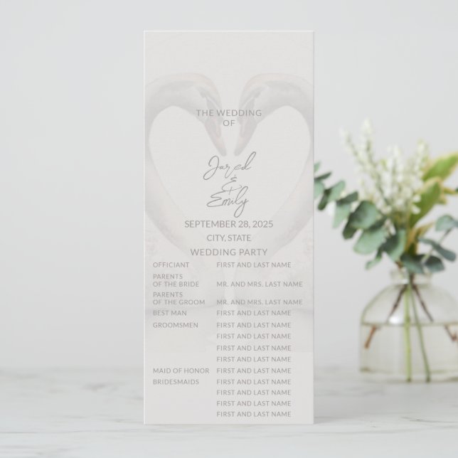 Programme de mariage au cygne | Complet (Debout devant)