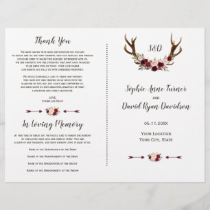 Programme de mariage aux bois de cerf Floral Bourg
