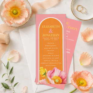 Programme de mariage aux coquelicots roses orange 