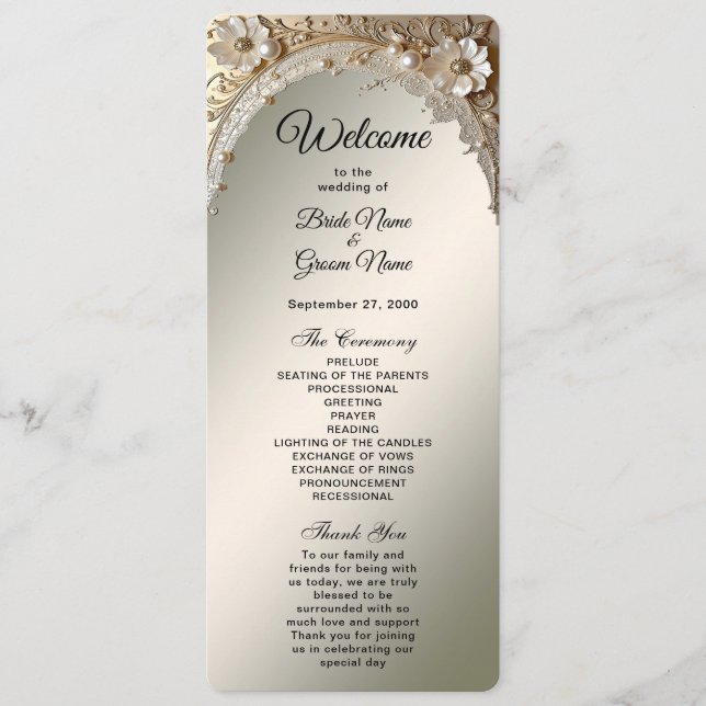Programme de mariage aux fleurs blanches modernes  (Devant)