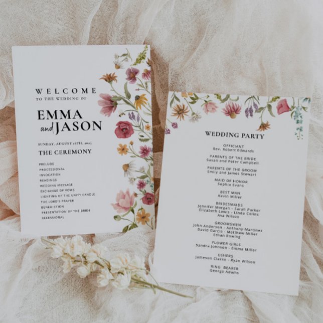 Programme de mariage aux fleurs sauvages  (Créateur téléchargé)