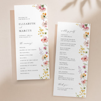 Programme de mariage aux fleurs sauvages de Boho M