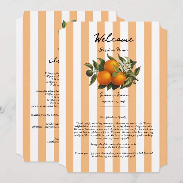 Programme de mariage aux oranges et citrons médite (Devant / Derrière)