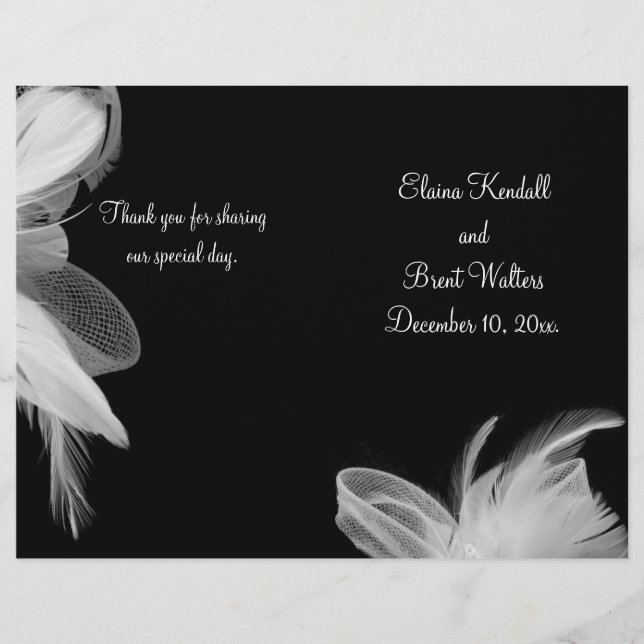Programme de mariage aux plumes blanches (Devant)