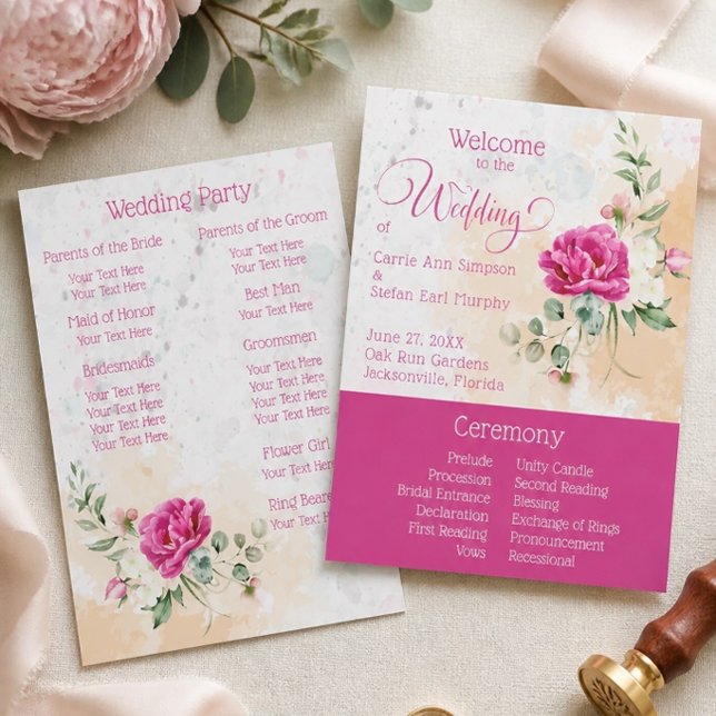 Programme de mariage avec éclaboussure de couleur  (Créateur téléchargé)