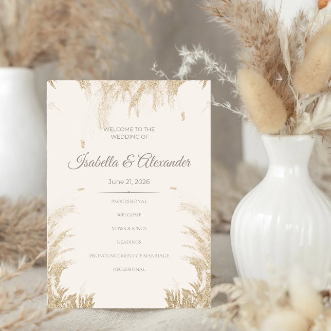 Programme de mariage avec herbe de Pampas (Pampas Grass Wedding Program)