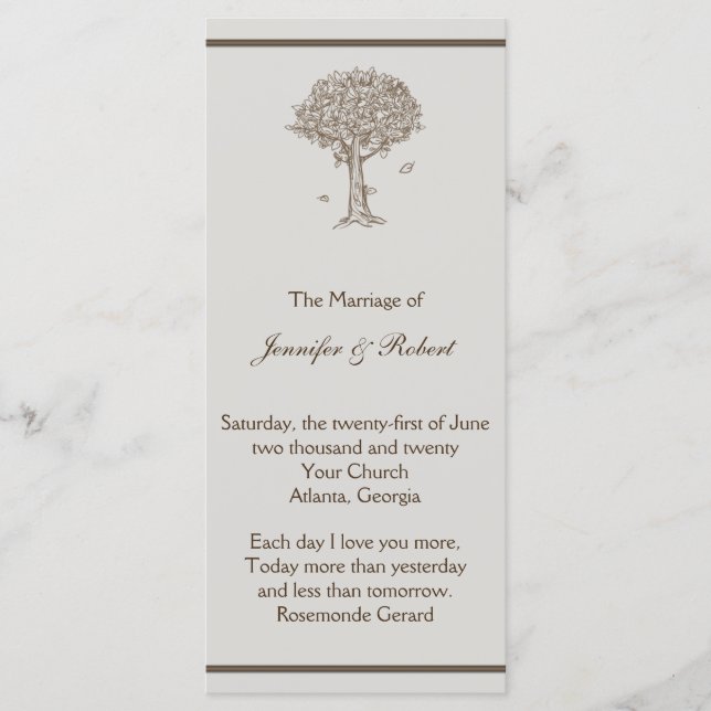 Programme de mariage avec l'arbre de chêne (Devant)