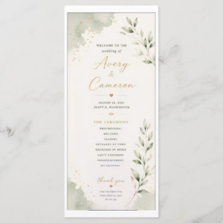 Programme de mariage avec nuages et feuilles