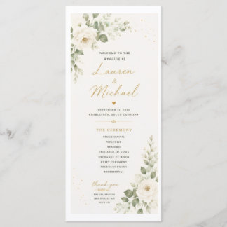 Programme de mariage avec roses blanches