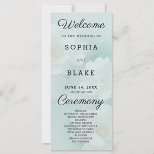 Programme de mariage blanc floral et vert clair