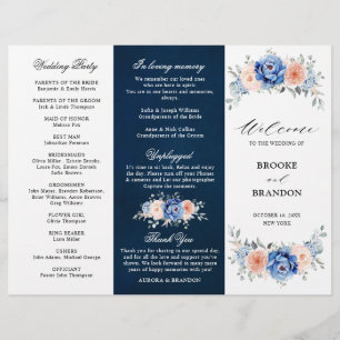 Programme de Mariage bleu bleu ardoise Dusty