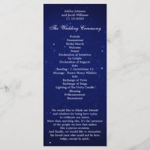 Programme de mariage bleu. Cérémonie d'hiver de la