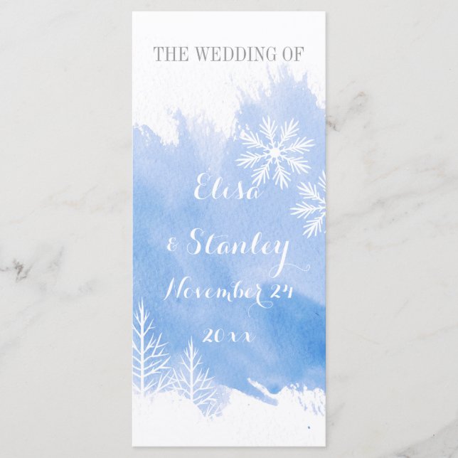 Programme de mariage bleu d'aquarelle abstraite mo (Devant)