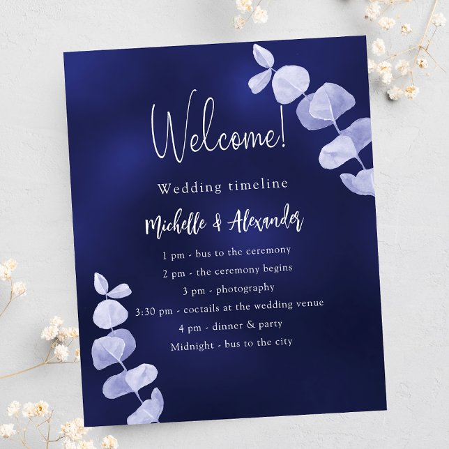 Programme de mariage bleu de la marine eucalyptus (Créateur téléchargé)