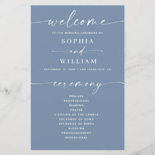 Programme de mariage bleu poussiéreux Cérémonie