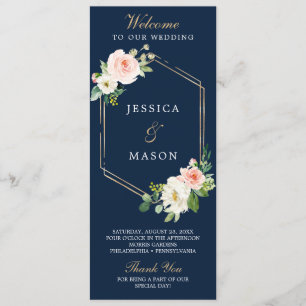 Programme de mariage Blue Gold Blush de la Marine