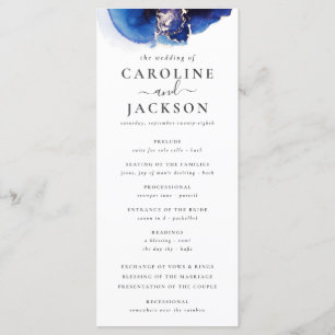 Programme de mariage Blue Gold Watercolor