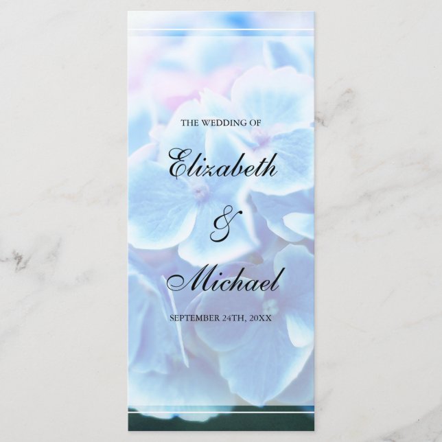 Programme de mariage Blue Hydrangea (Devant)