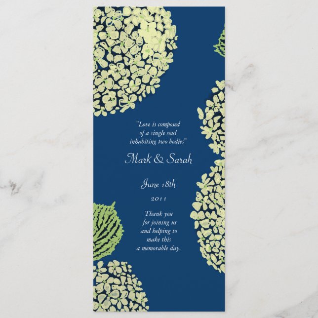 Programme de mariage Blueberry Hydrangea (Devant)