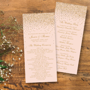 Programme de mariage Blush Pink & Gold Confetti