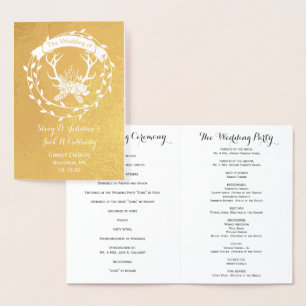 PROGRAMME DE MARIAGE Boho Deer Antler Typographie 