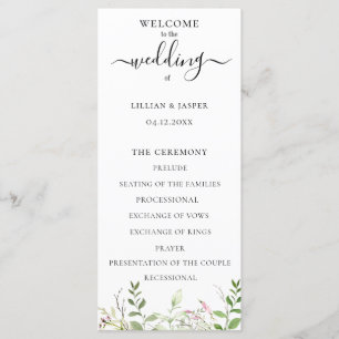 Programme de mariage botanique à fleurs sauvages é