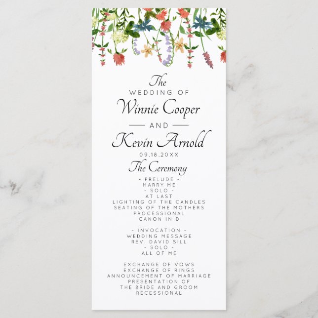 Programme de mariage botanique floral (Devant)