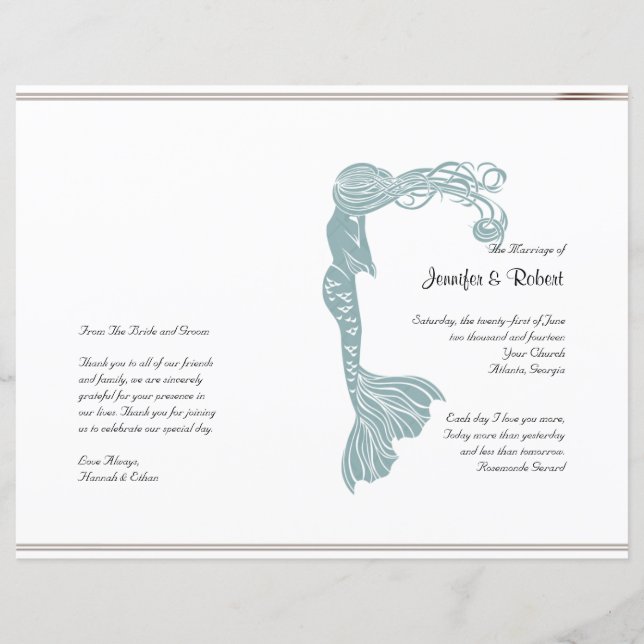 Programme de mariage Brown Art Déco Posh Turquoise (Devant)