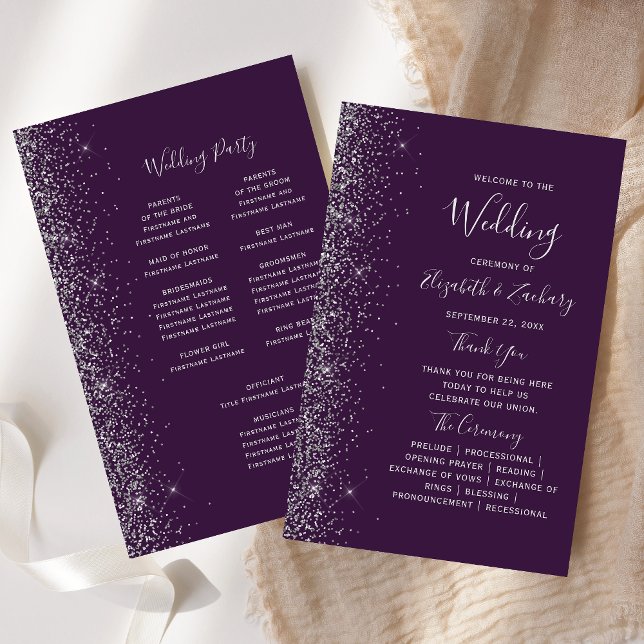Programme de mariage Budget Violet Argent Paillett (Créateur téléchargé)