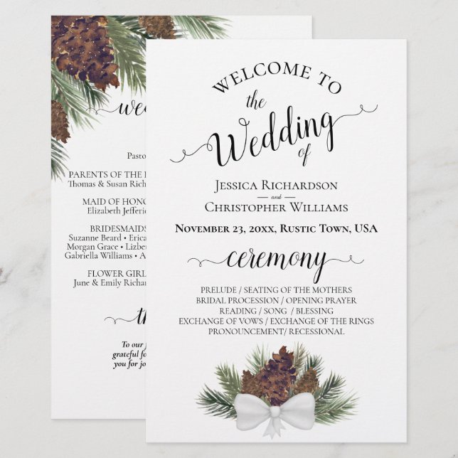 Programme de mariage budgétaire pour Pinecones rus (Devant / Derrière)