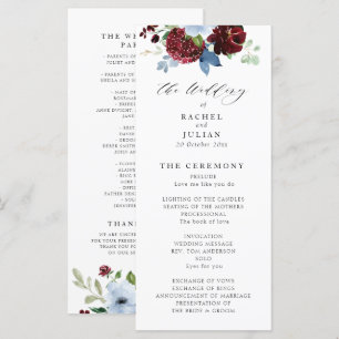 programme de mariage burgundy bleu pâle
