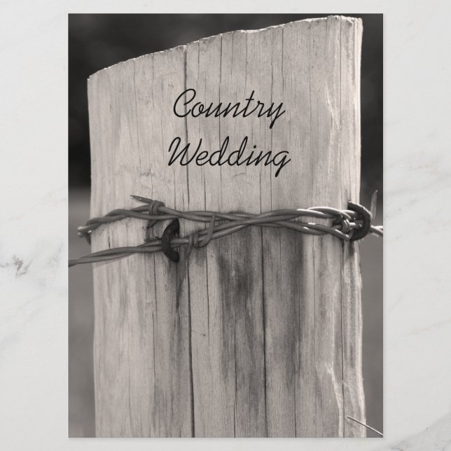 Programme de Mariage campagnard de clôture rurale (Devant)