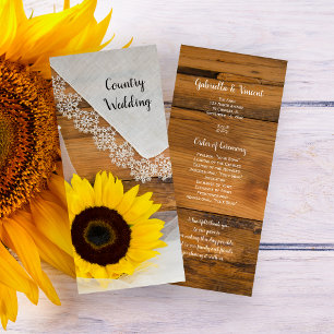 Programme de Mariage campagnard de tournesol et de