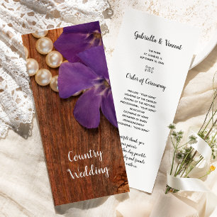 Programme de Mariage campagnard en bois de la berg