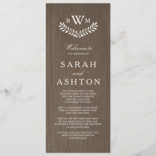 Programme de Mariage campagnard rustique